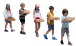 Group of children gardening  (19585) - miniature