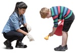 Group of children gardening  (19776) - miniature