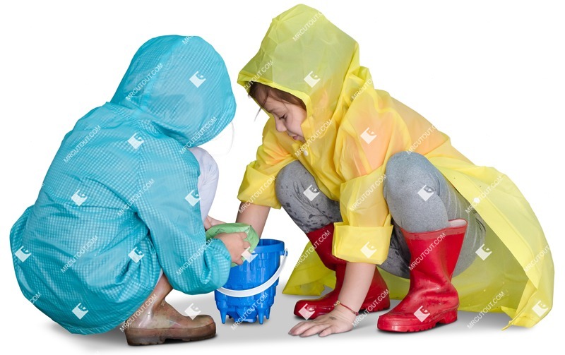 Group of children playing people cutouts (19886)