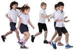 Group of children exercising during PE lesson at school - People PNG - miniature