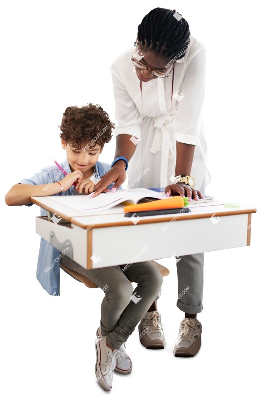Group of children reading a book cut out pictures (7280)