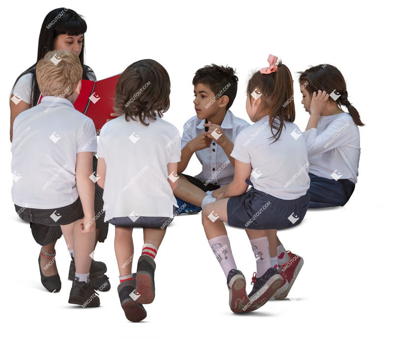 Group of children reading a book human png (20326)