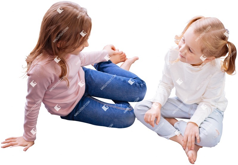 Group of children sitting cut out pictures (4718)