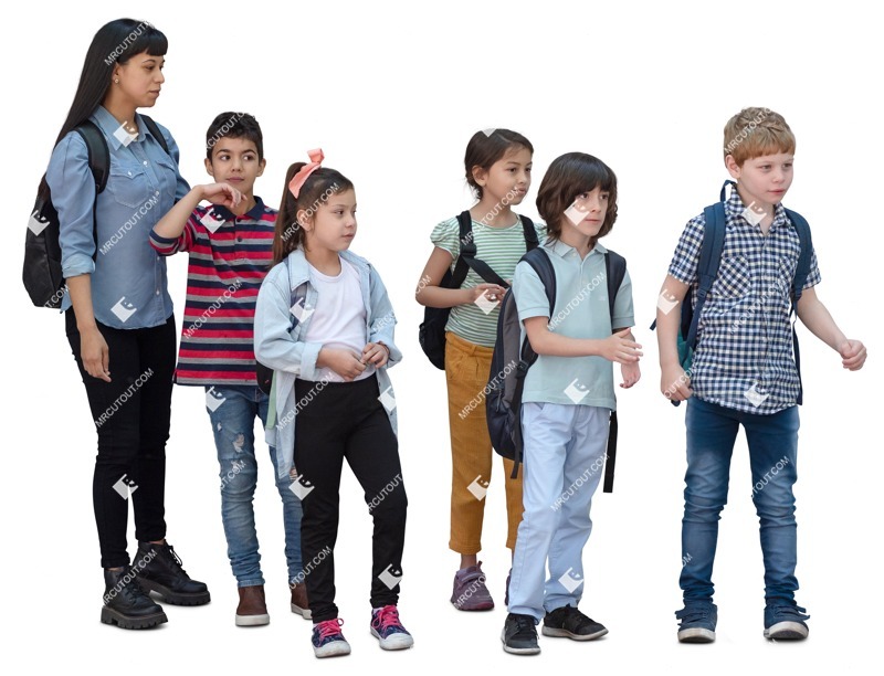 Group of children standing cut out people (19365)