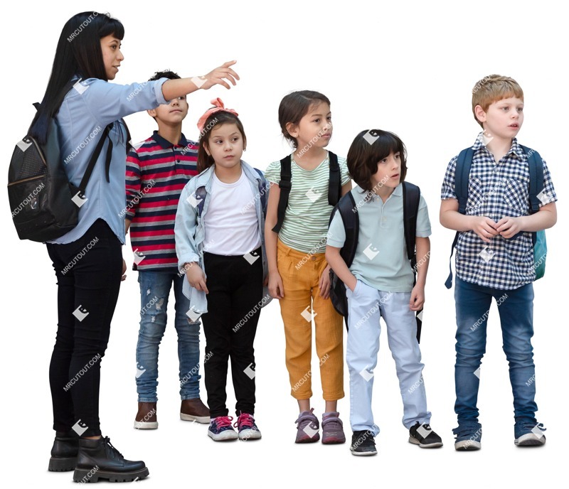 Group of children standing cut out people (19312)