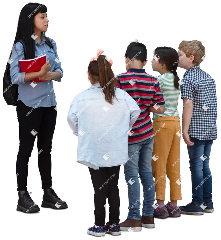 Group of children standing cut out pictures (20039)