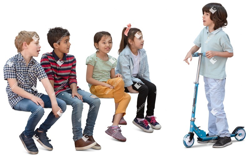 Group of children standing and sitting people png (19883)