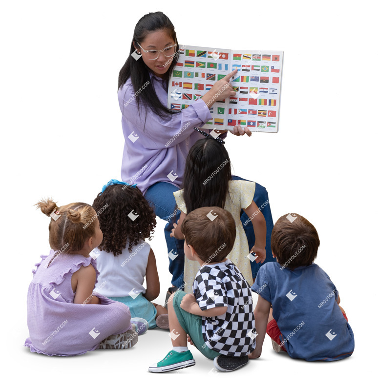 Group of children standing and sitting human png (20417)