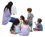 Group of children standing and sitting human png (20399) - miniature