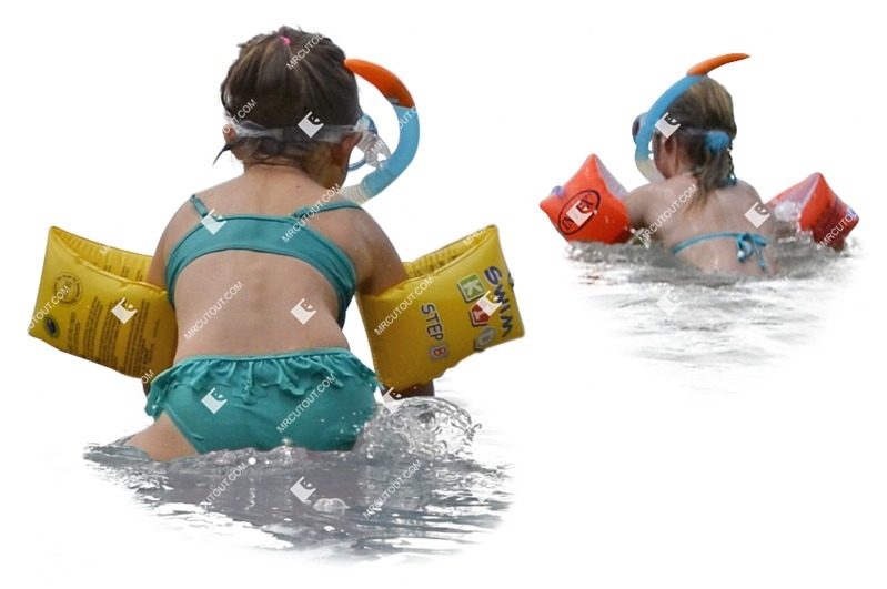 Group of children swimming cut out people (3109)