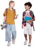 Friends walking to school - girl and boy talking  person png | MrCutout.com - miniature