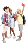 Group of children with a smartphone standing people png (7718) - miniature