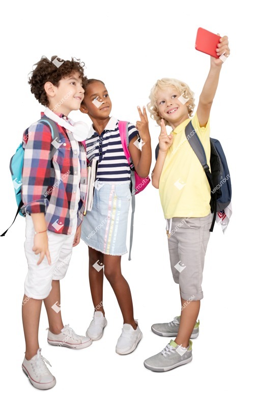Group of children with a smartphone standing people png (7604)