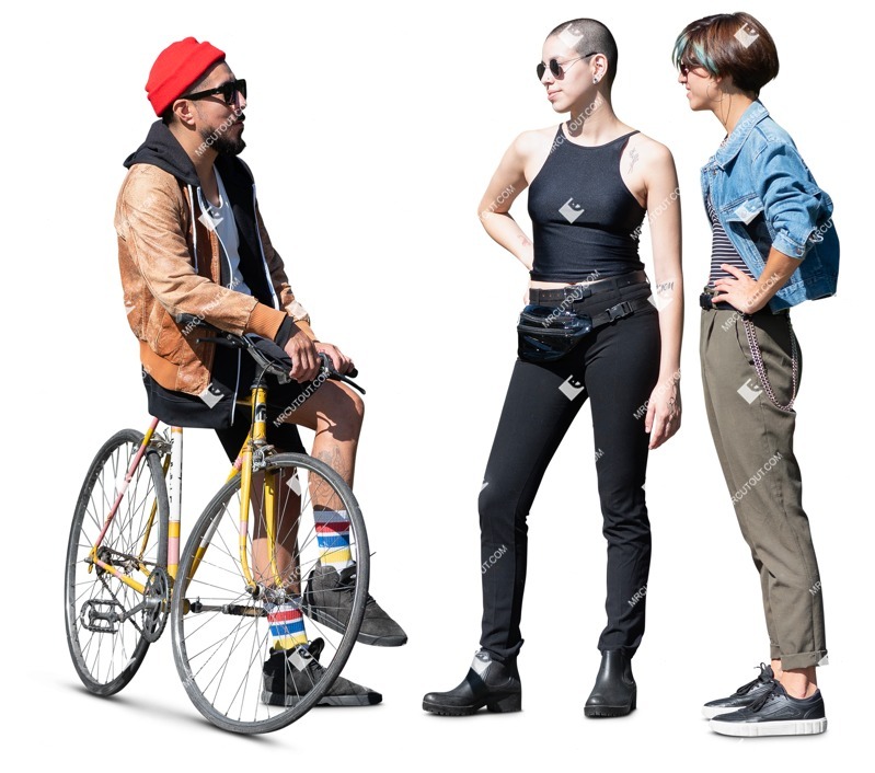 Group of friends cycling people cutouts (17995)