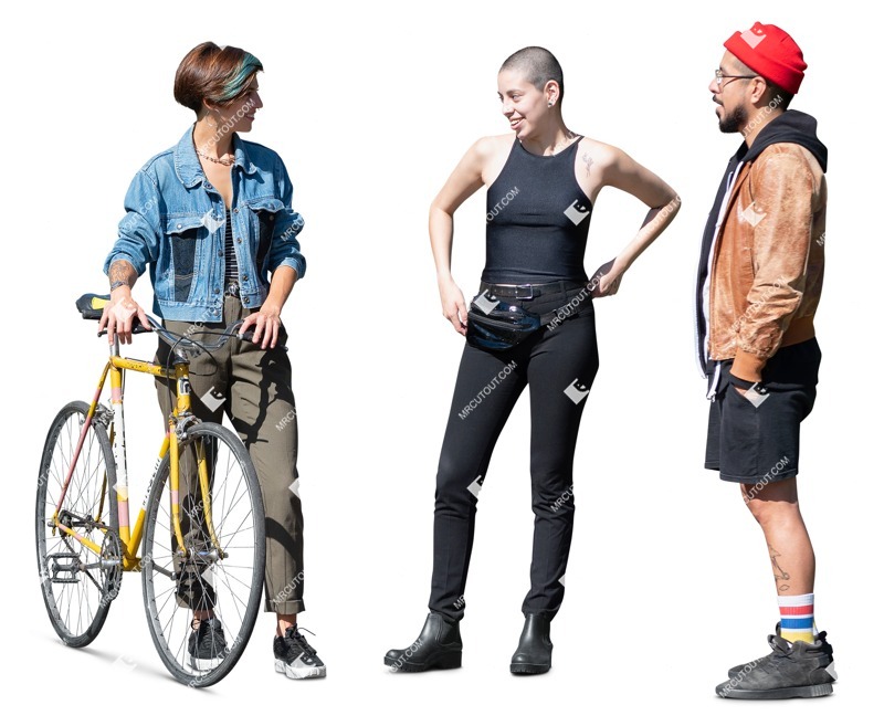 Group of friends cycling people cutouts (19212)