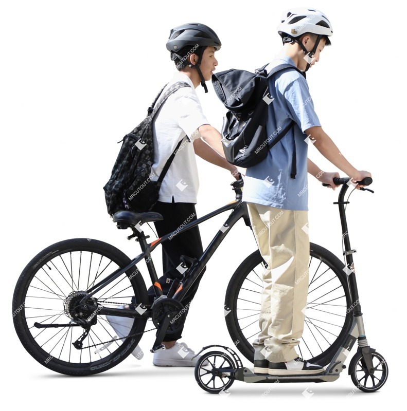 Group of friends cycling people png (19303)