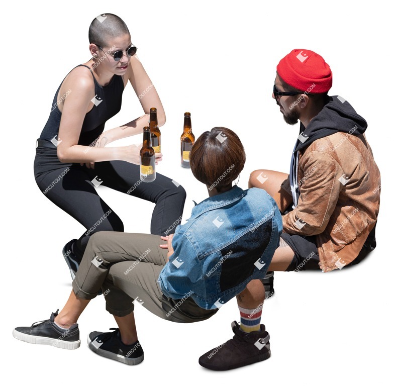 Group of friends drinking people cutouts (17737)