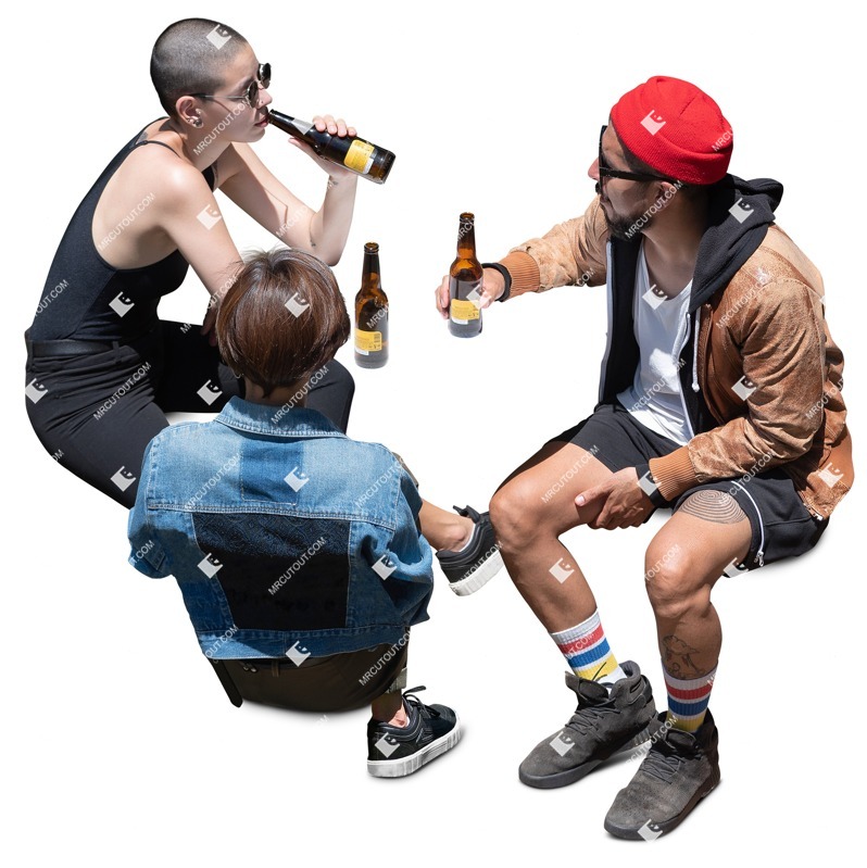 Group of friends drinking people png (17738)