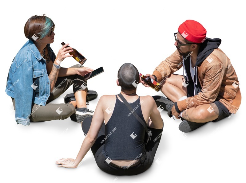 Group of friends drinking people png (18618)