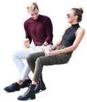 People sitting png friends drinking coffee - fashionable cutout people - miniature