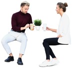 Group of friends drinking coffee people cutouts (10987) - miniature