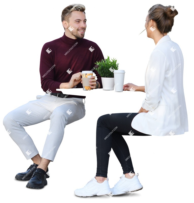 Group of friends drinking coffee people cutouts (11460)