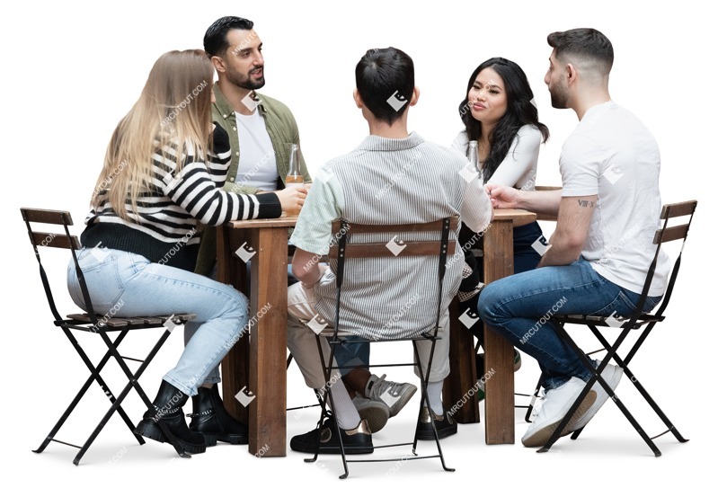 Group of friends drinking wine cut out people (17334)
