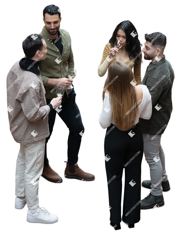 Group of friends drinking wine people png (18068)