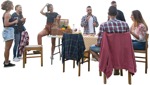 Group of friends eating seated person png (5405) - miniature