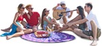 Group of friends eating seated people cutouts (5285) - miniature