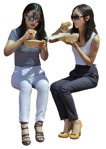Group of friends eating seated people png (8235) - miniature