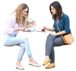 Group of friends eating seated people png (9032) - miniature