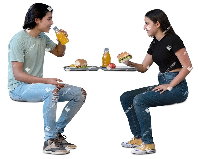 Group of friends eating seated png people (15000)