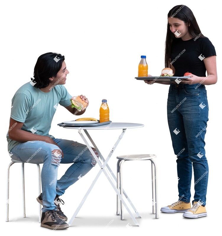 Group of friends eating seated png people (14786)