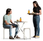 Group of friends eating seated people png (15018) - miniature