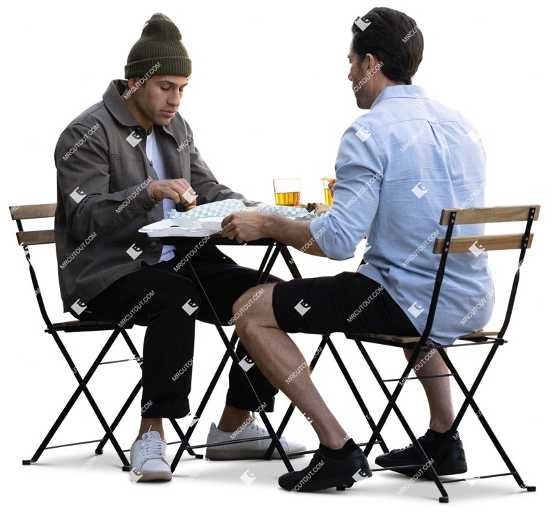 Group of friends eating seated photoshop people (15669)