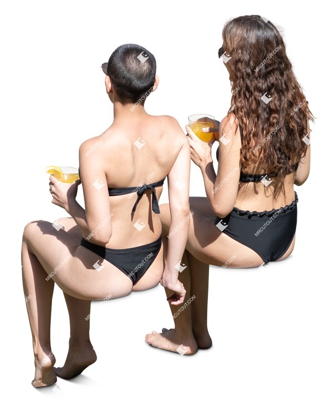 Group of friends in a swimsuit drinking cut out pictures (18768)