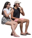 Group of friends in a swimsuit eating seated people cutouts (14986) | MrCutout.com - miniature