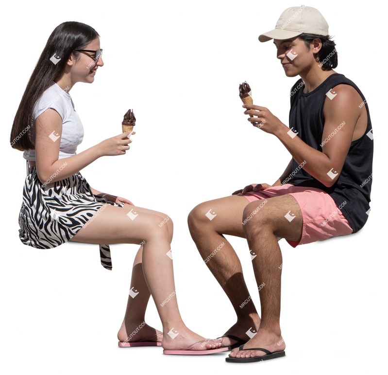 Group of friends in a swimsuit eating seated people png (15363)