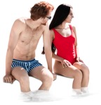 Group of friends in a swimsuit sitting people png (10230) - miniature