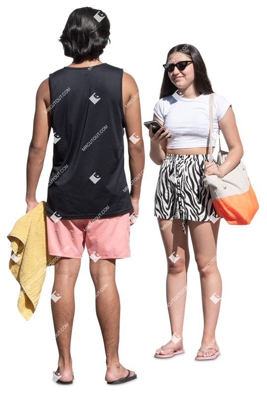 Group of friends in a swimsuit standing entourage people (15266)