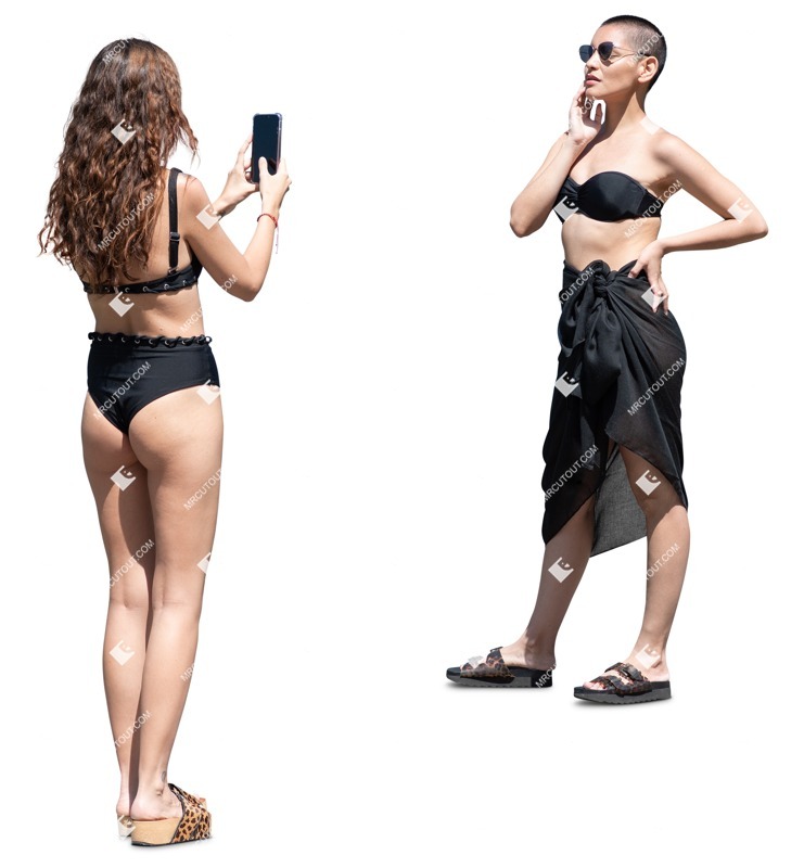 Group of friends in a swimsuit standing cut out people (16696)
