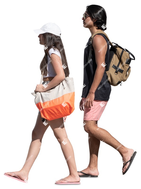 Group of friends in a swimsuit walking person png (15360)