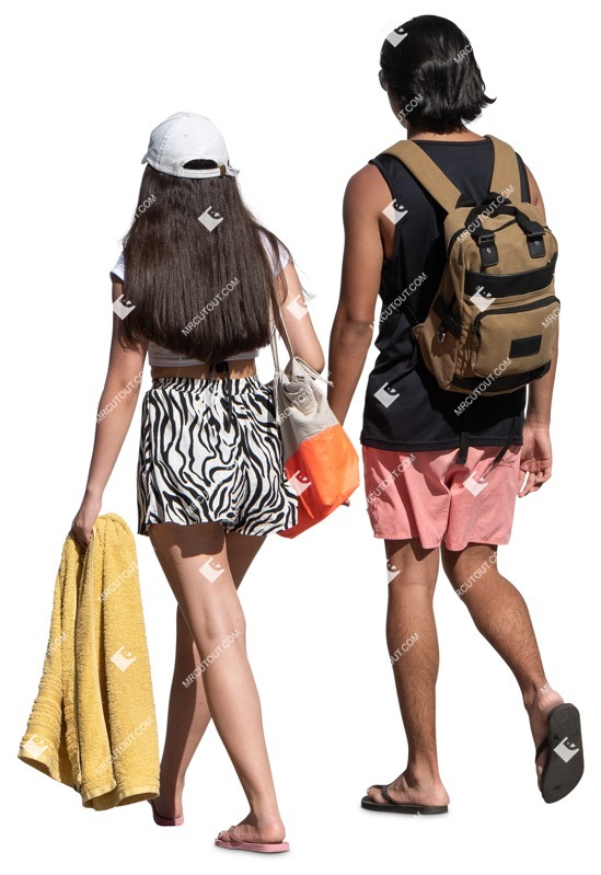 Group of friends in a swimsuit walking person png (14532)