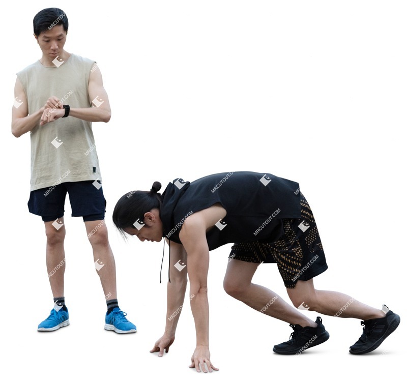 Group of friends jogging people cutouts (18057)