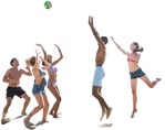 Group of friends playing volleyball people png (3638) - miniature