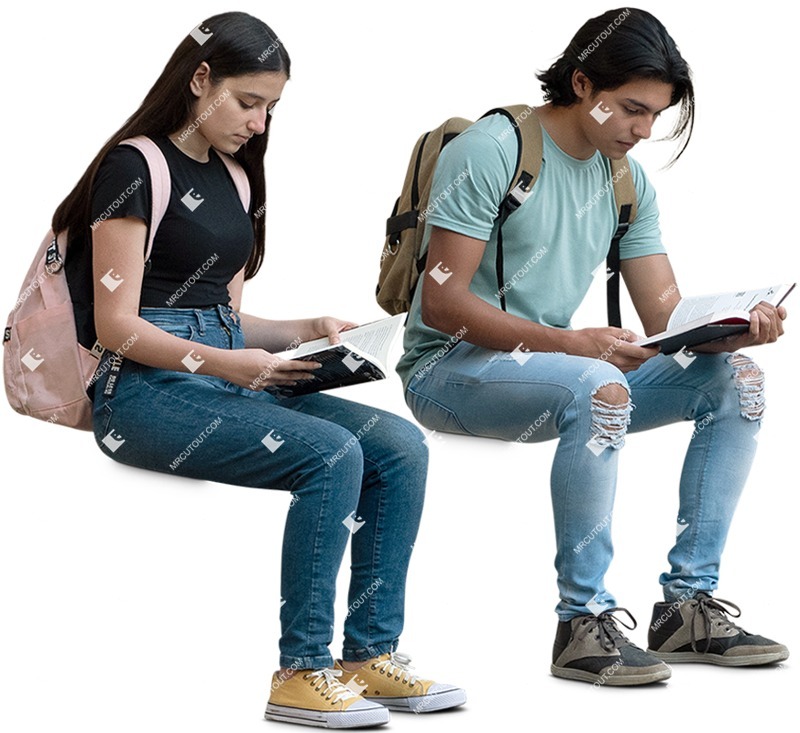 Group of friends reading a book cut out people (15116)