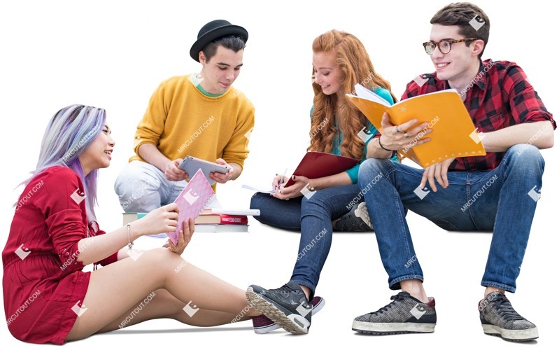 Group of friends reading a book people png (3863)