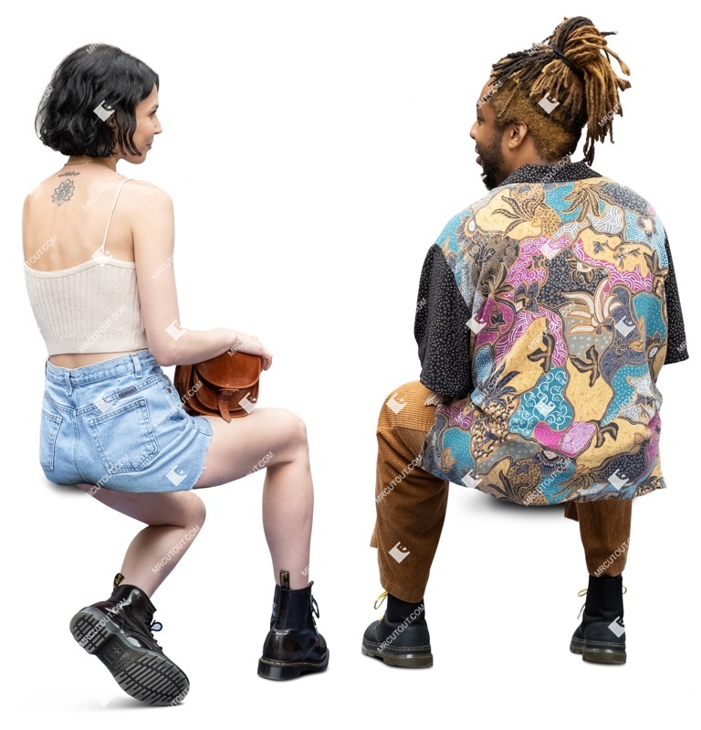 Group of friends sitting people png (14668)