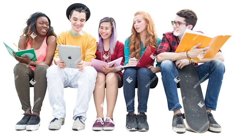 Group of friends sitting people png (3641)